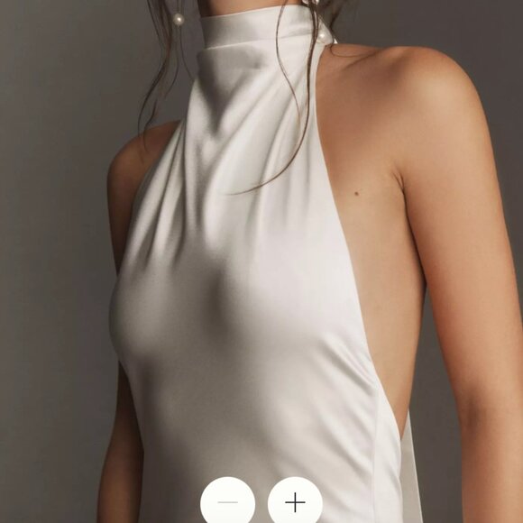 SAU LEE Penelope High-Neck Open-Back Satin Maxi Dress - Picture 4 of 10